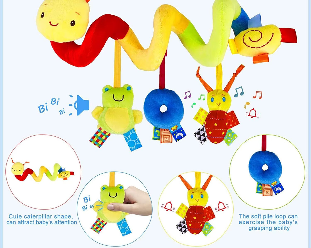 Car Seat Toys Infant Baby Spiral Activity Hanging Rattle Toys Plush Hanging Stroller Sensory Toys for Newborn Gift