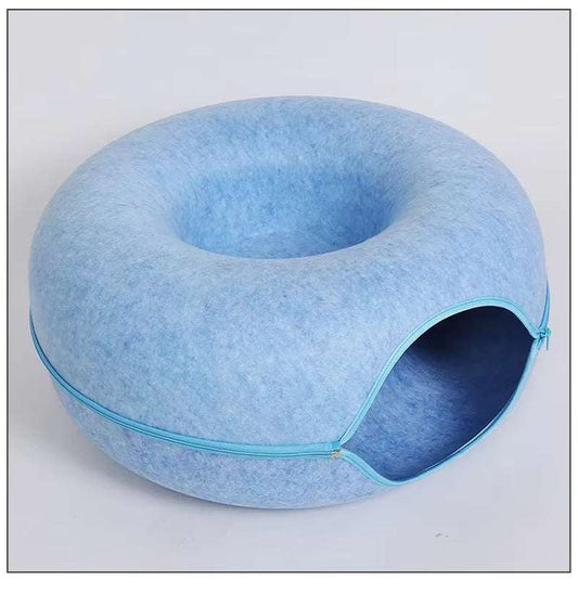 Donut Cat Bed Tunnel – Interactive Felt House & Toy for Indoor Cats...