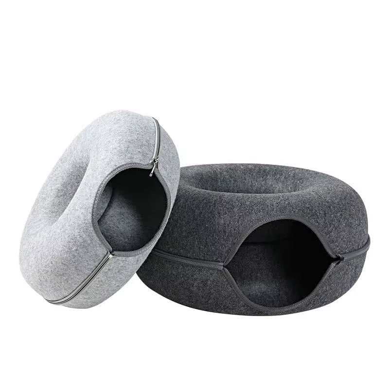 Donut Cat Bed Tunnel – Interactive Felt House & Toy for Indoor Cats...