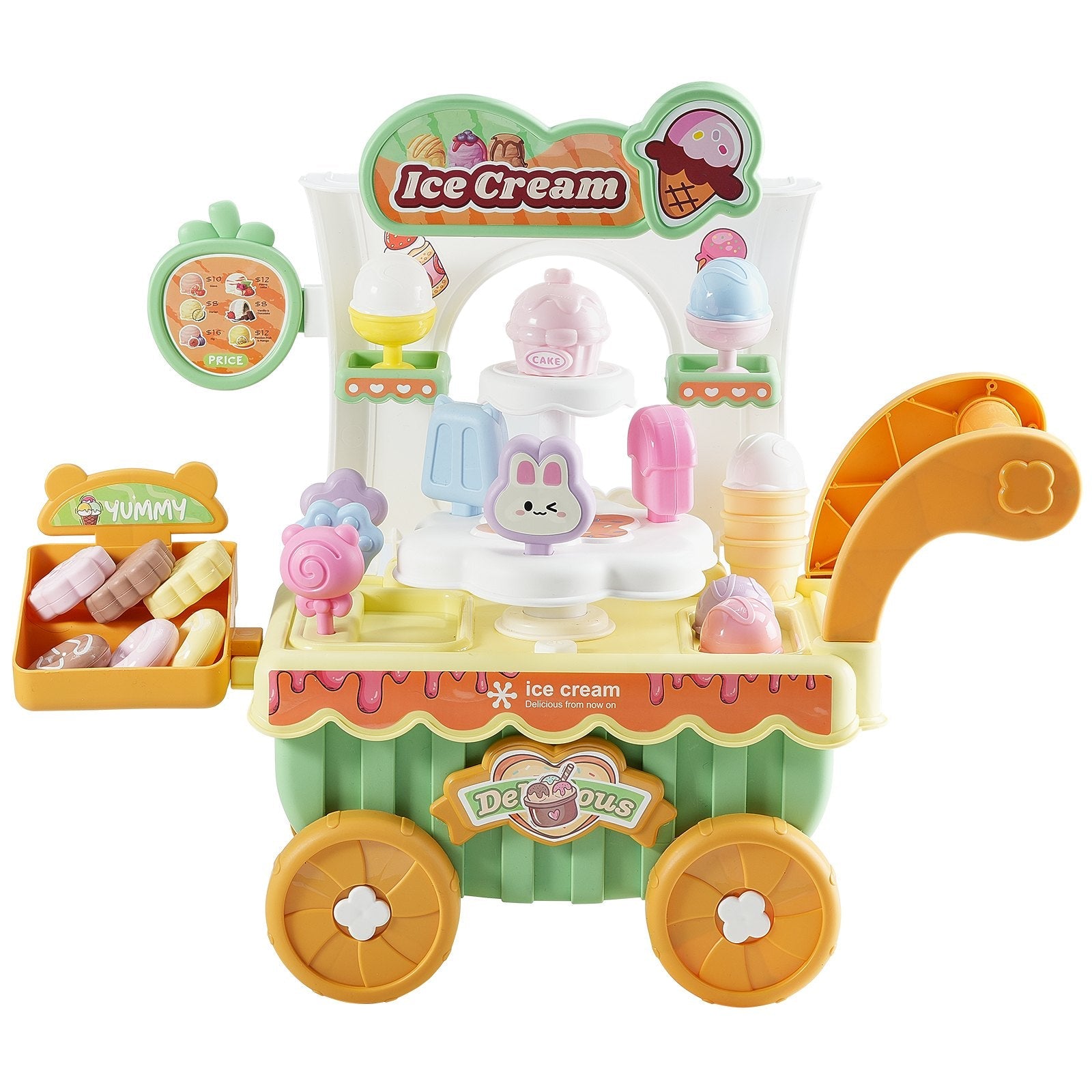 Interactive Kids' Ice Cream Cart Pretend Play Set - Georgenest.com
