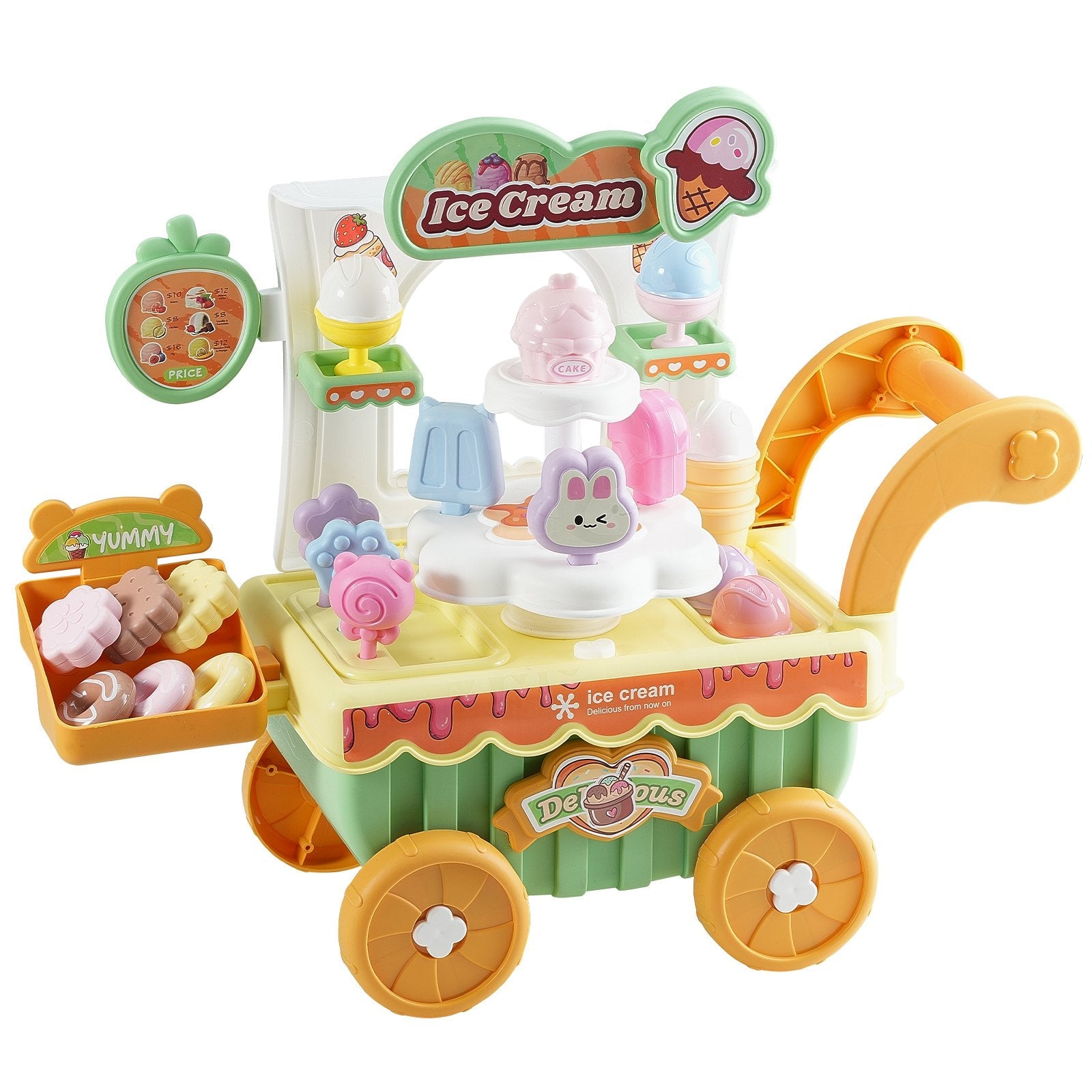 Interactive Kids' Ice Cream Cart Pretend Play Set - Georgenest.com