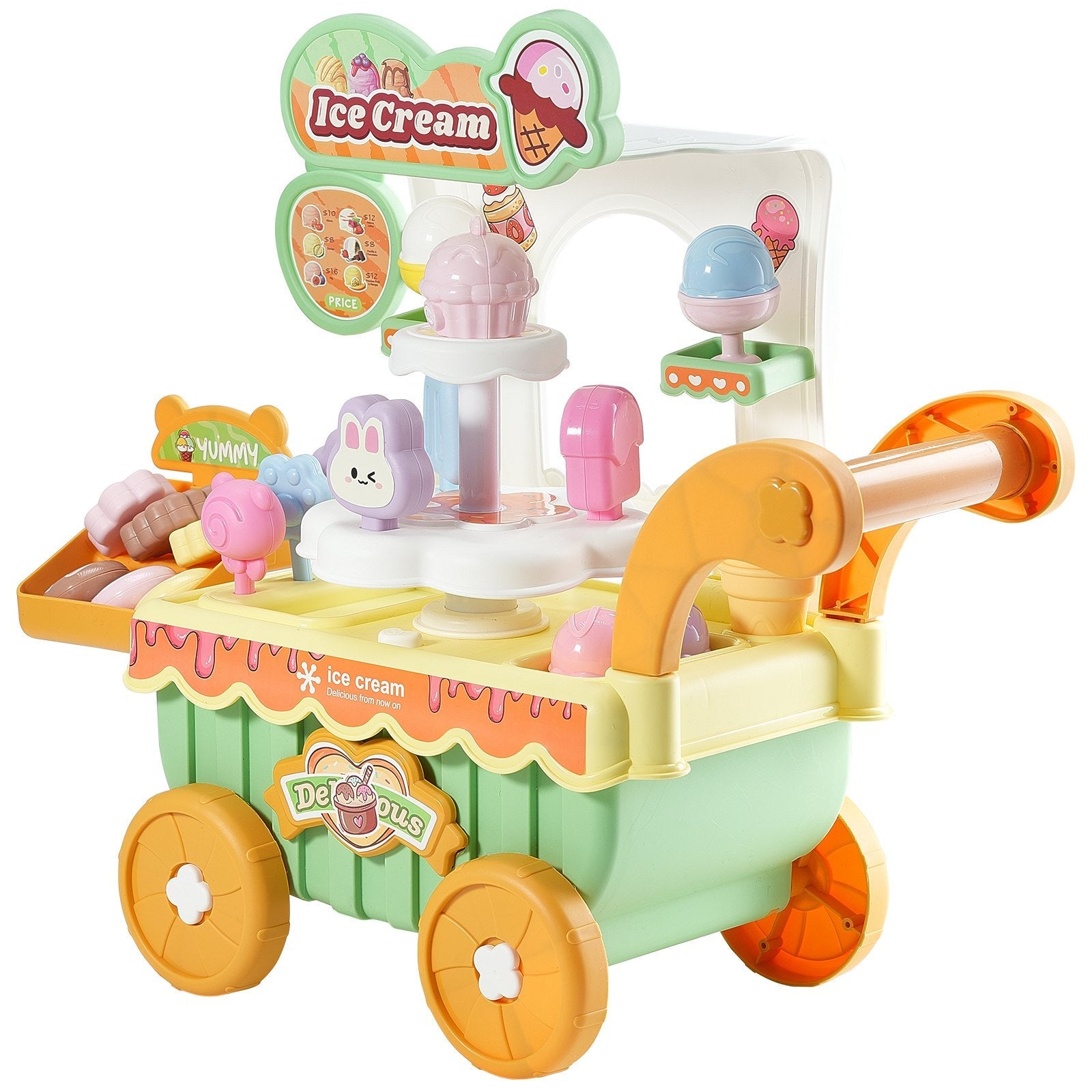 Interactive Kids' Ice Cream Cart Pretend Play Set - Georgenest.com