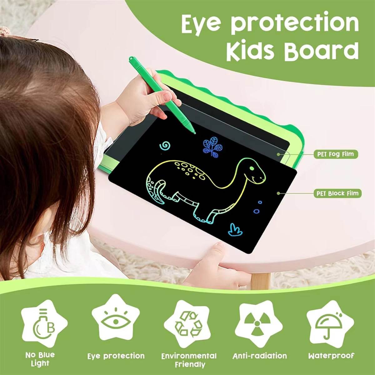 LCD Writing Tablet for Kids – 8.5″ Doodle Board (Dinosaur Green Edition) - Georgenest.com