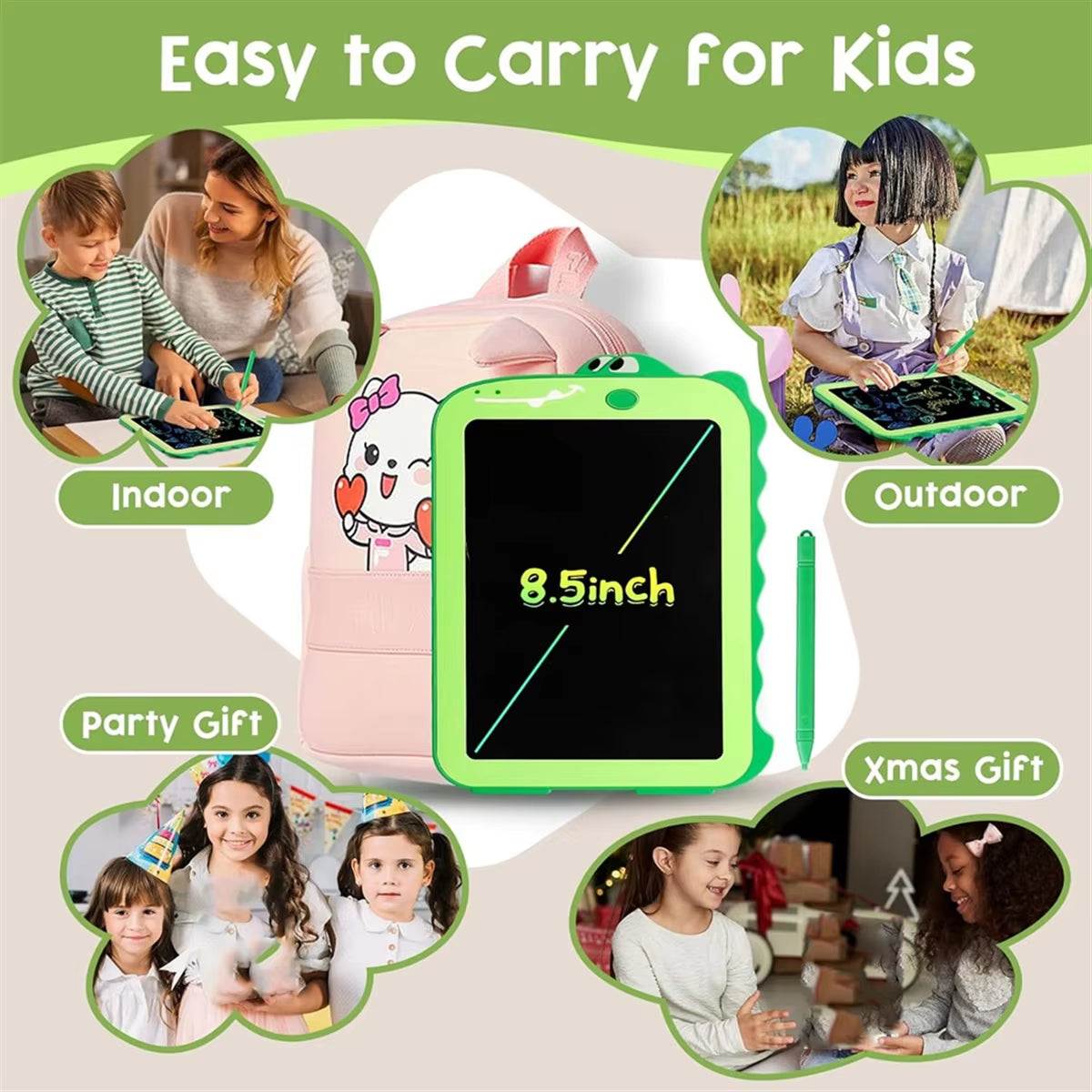 LCD Writing Tablet for Kids – 8.5″ Doodle Board (Dinosaur Green Edition) - Georgenest.com