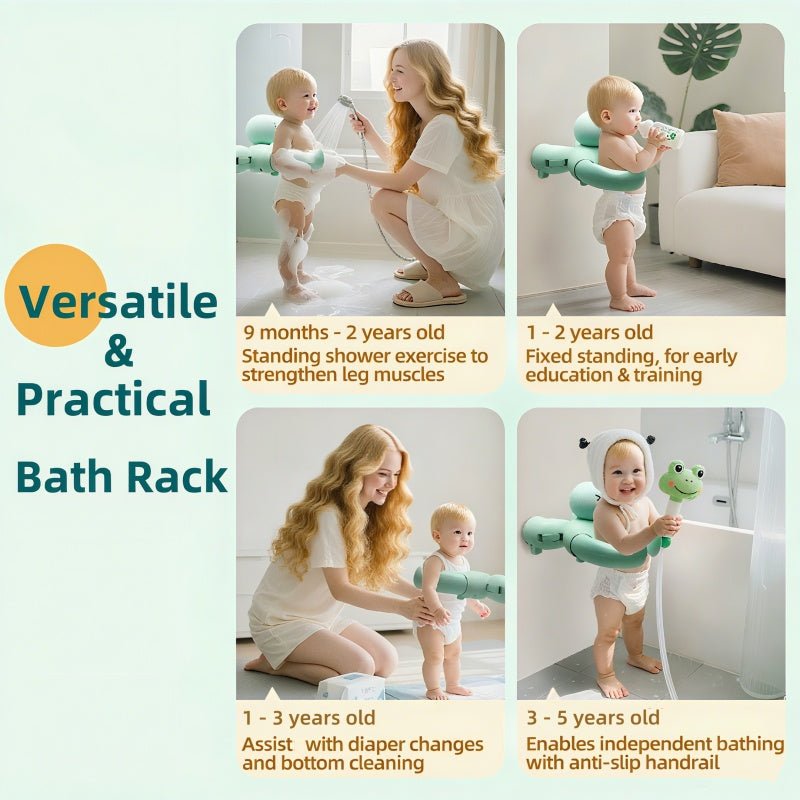 MiniJones Baby Bath Stand Suction Cup Wall - Mounted Adjustable Width Portable Standing Shower Holder - Georgenest.com