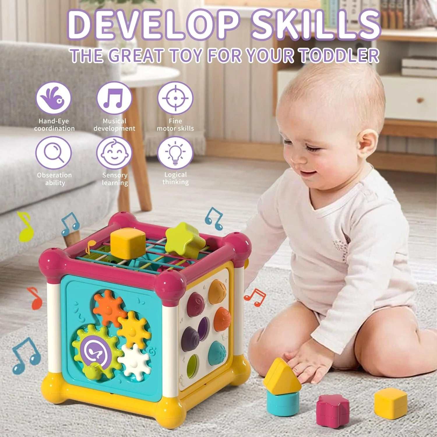 12-in-1 Montessori Educational Cube Toy for 1-3 Year Olds - Georgenest.com