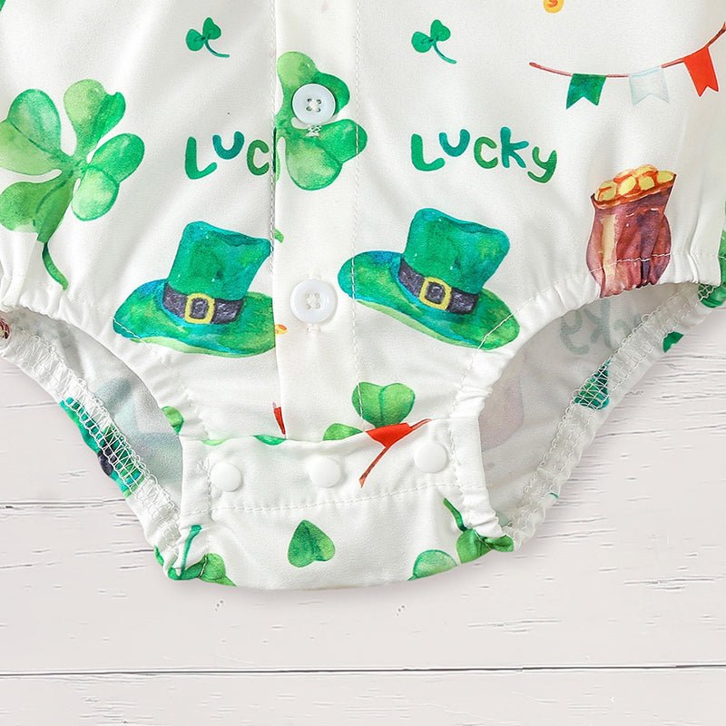 St. Patrick's Day Baby Boy Romper Set with Suspender Pants - Georgenest.com