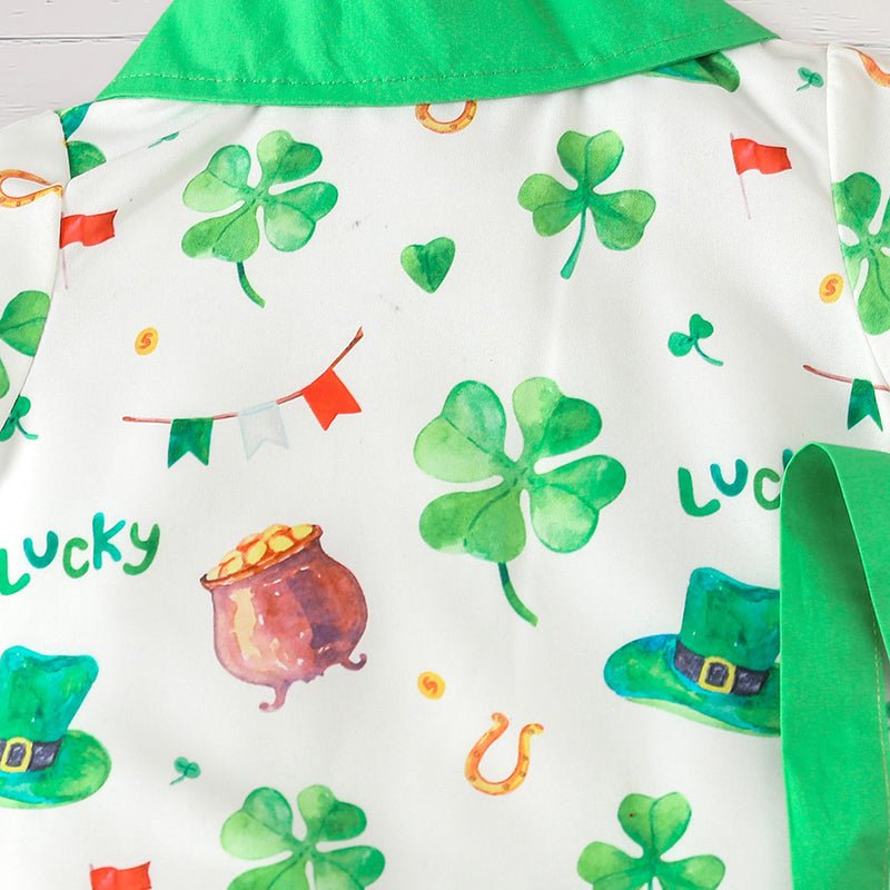 St. Patrick's Day Baby Boy Romper Set with Suspender Pants - Georgenest.com