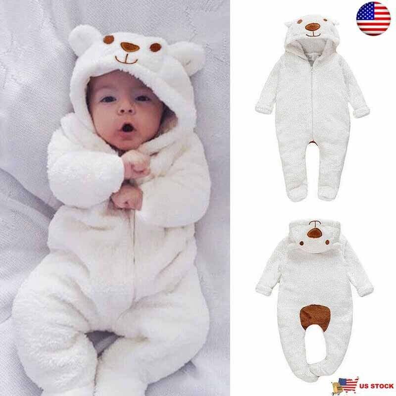 Bear Hooded Romper Jumpsuit for Newborn Boy Girl Kids - Georgenest.com