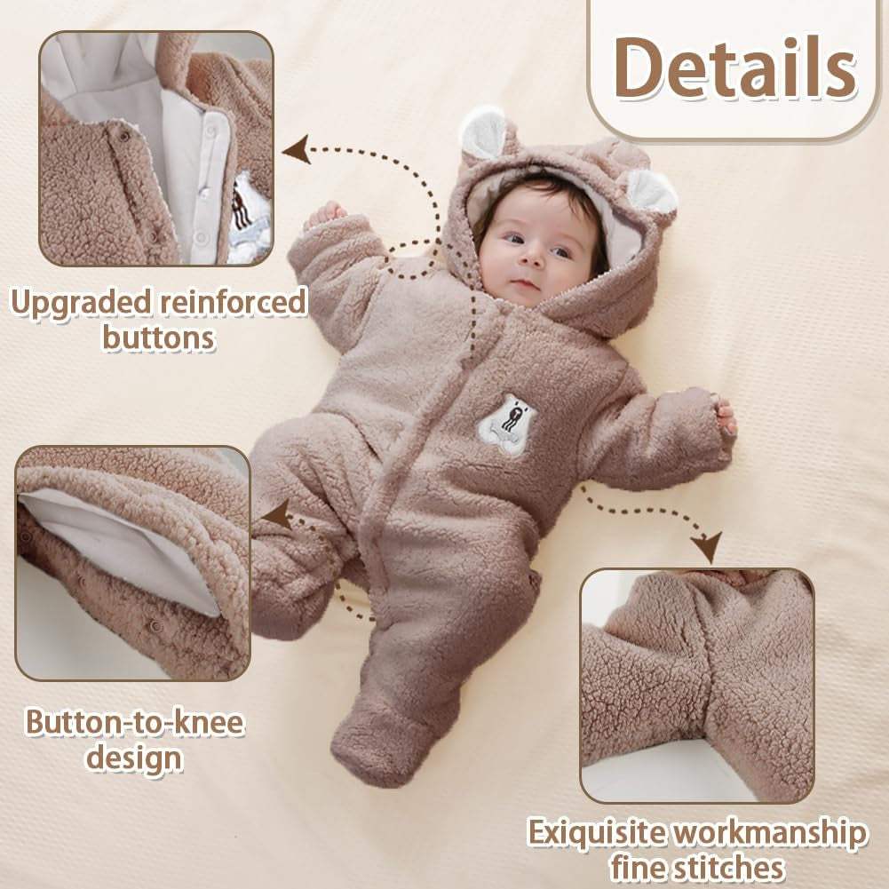 Winter Hooded Fleece Snowsuit for Newborn Babies - Georgenest.com