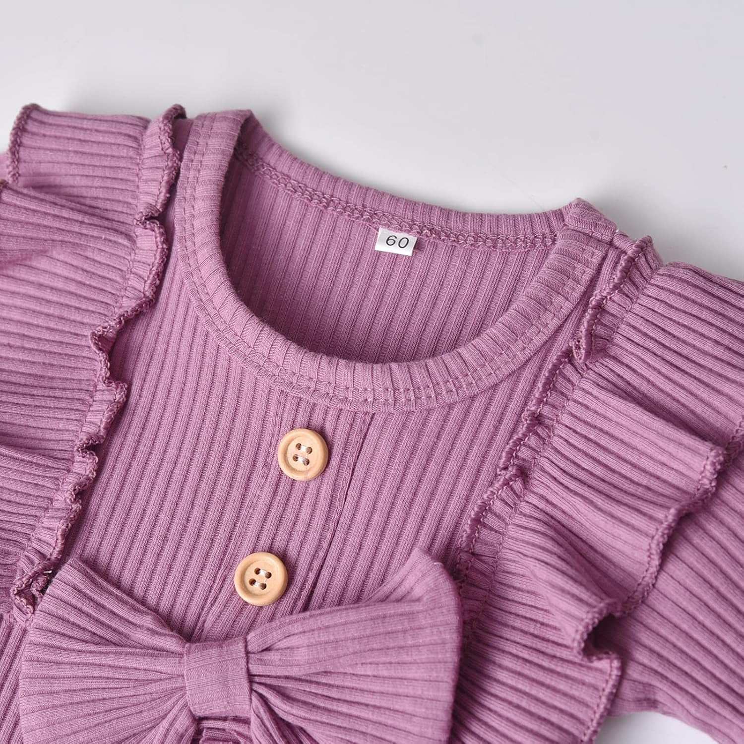 Solid Color Ribbed Infant Girl Outfit Set - Georgenest.com