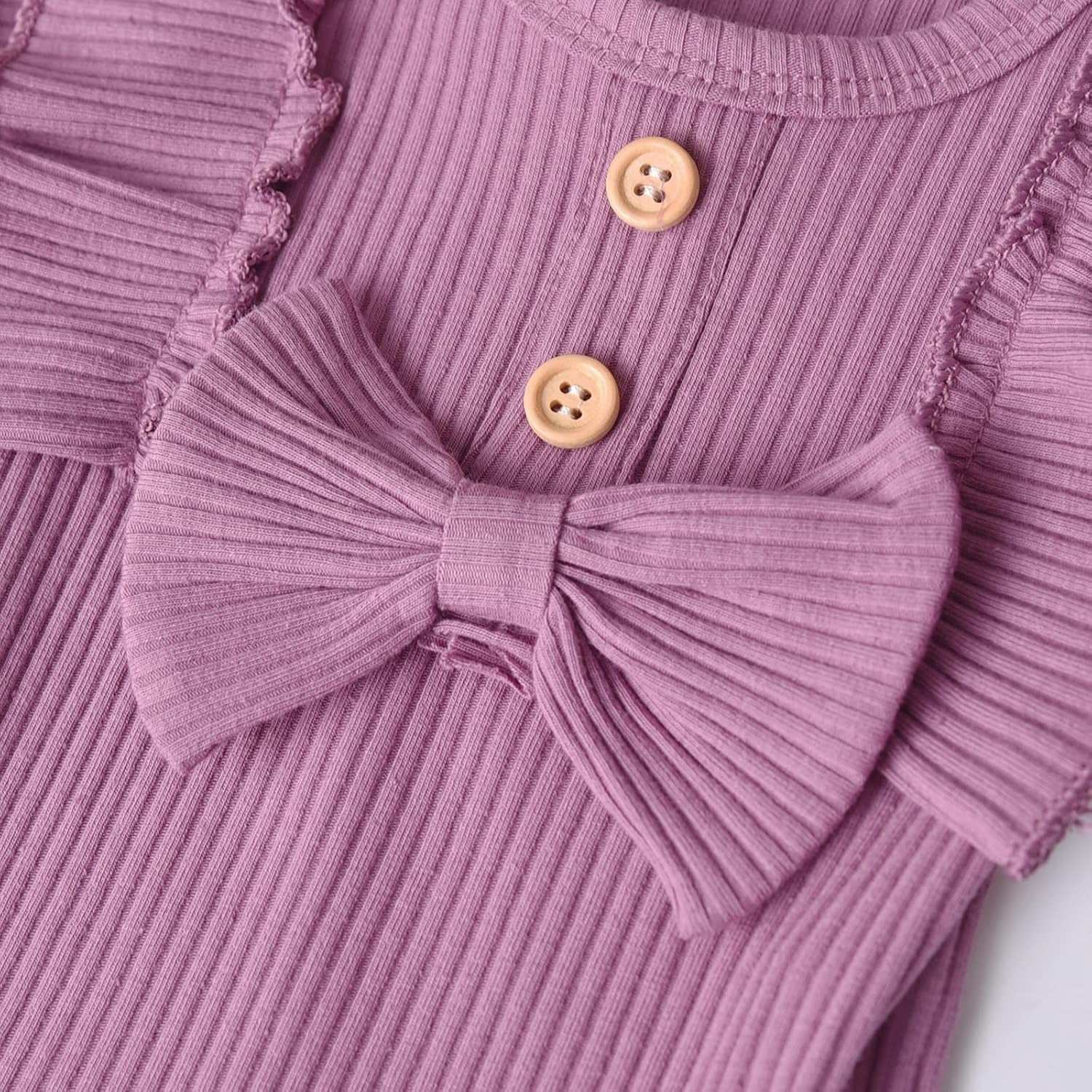 Solid Color Ribbed Infant Girl Outfit Set - Georgenest.com