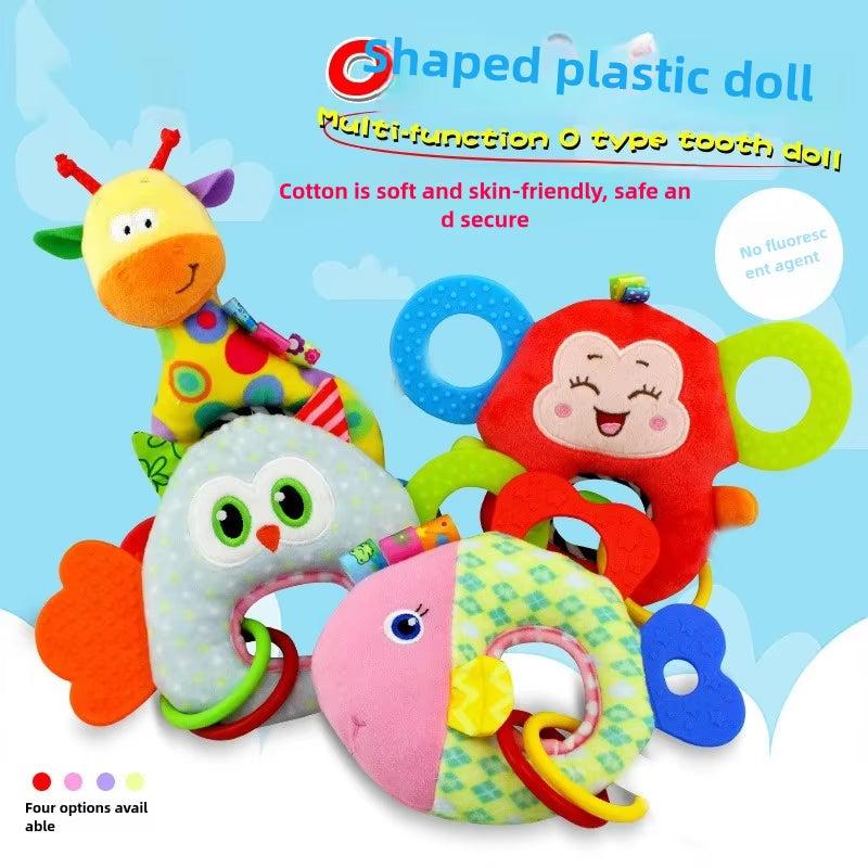 Plush Animal Handbell Rattles Teether Sensory Toy Set for Infants - Georgenest.com
