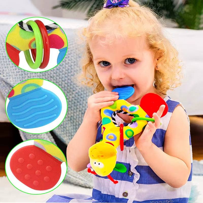 Plush Animal Handbell Rattles Teether Sensory Toy Set for Infants - Georgenest.com