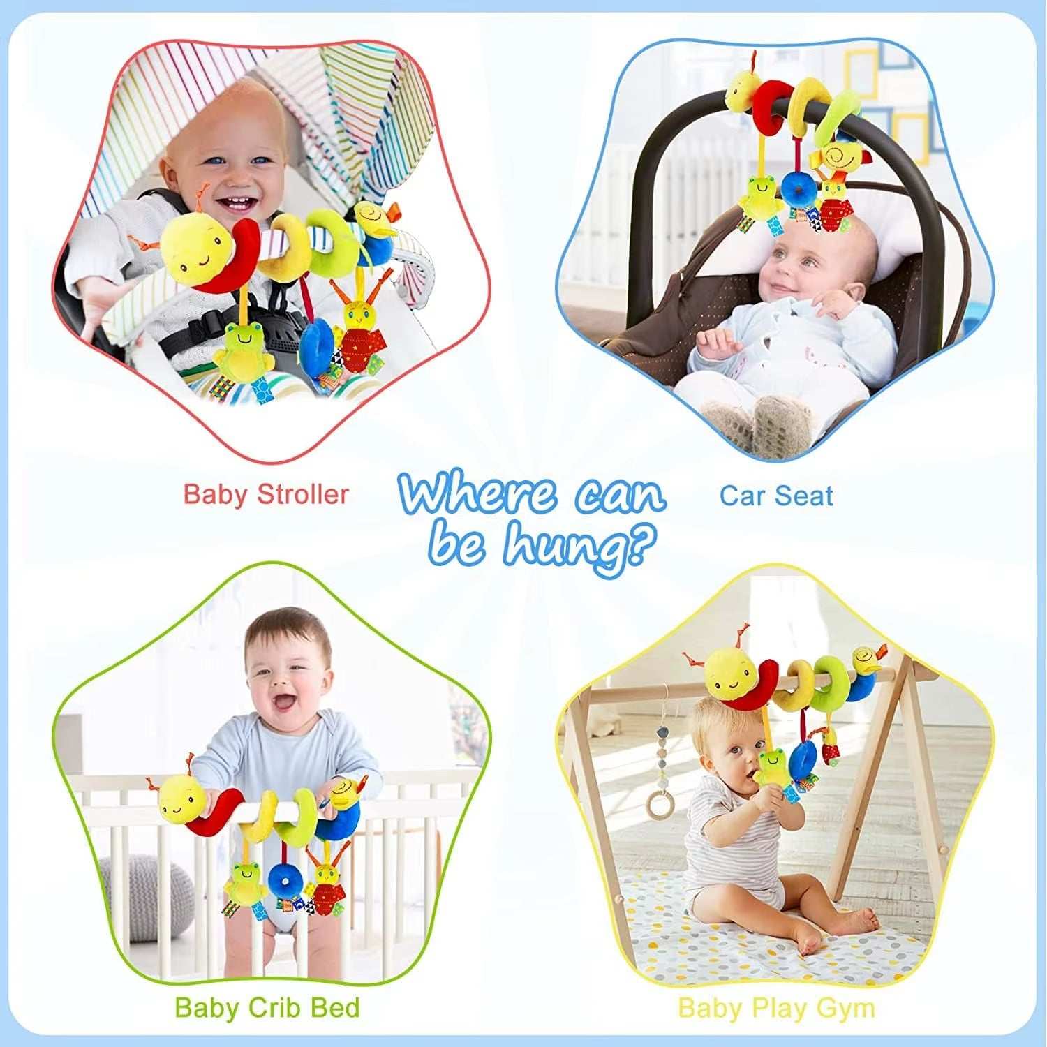 Spiral Plush Activity Toy for Infant – Hanging Car Seat & Stroller Rattle - Georgenest.com