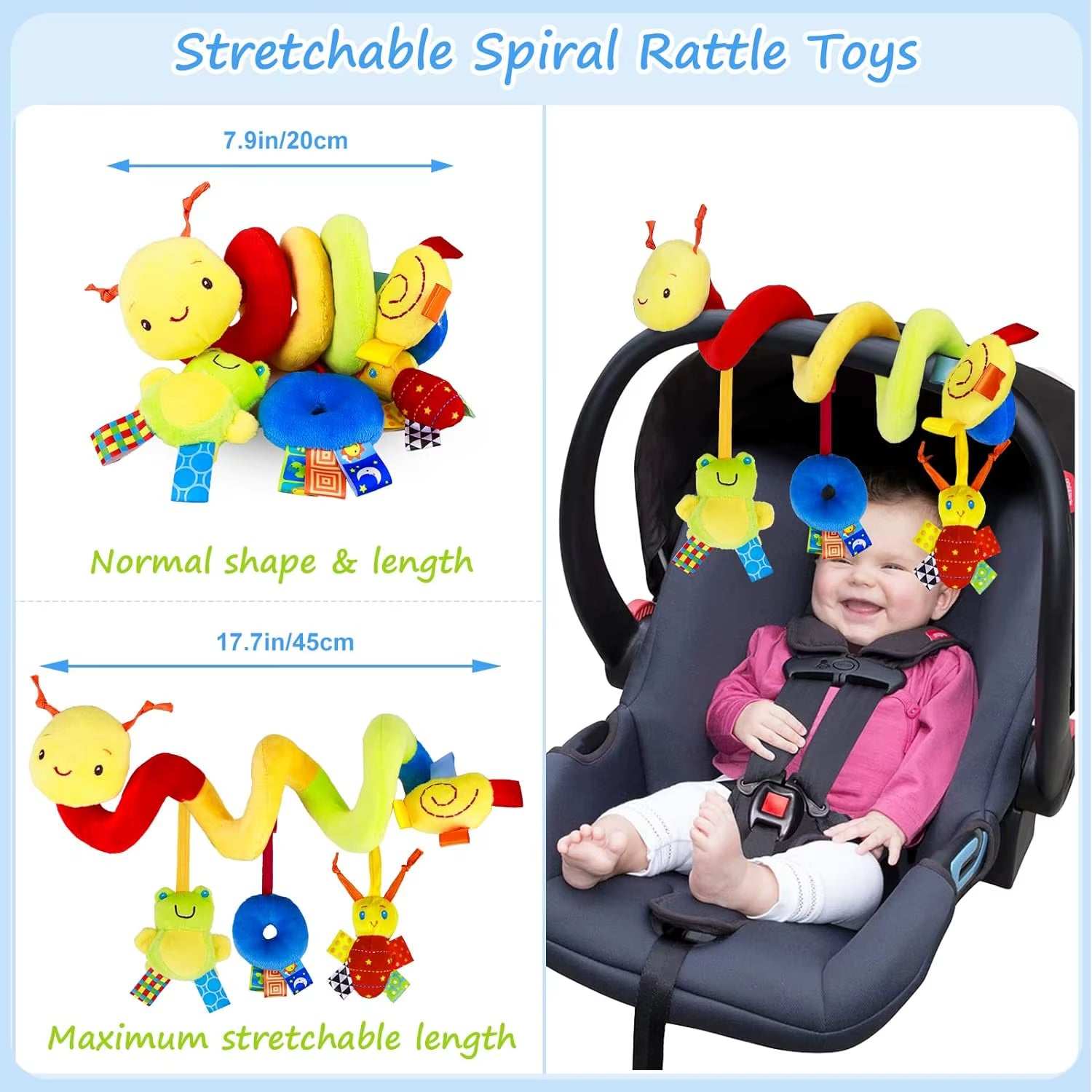 Spiral Plush Activity Toy for Infant – Hanging Car Seat & Stroller Rattle - Georgenest.com