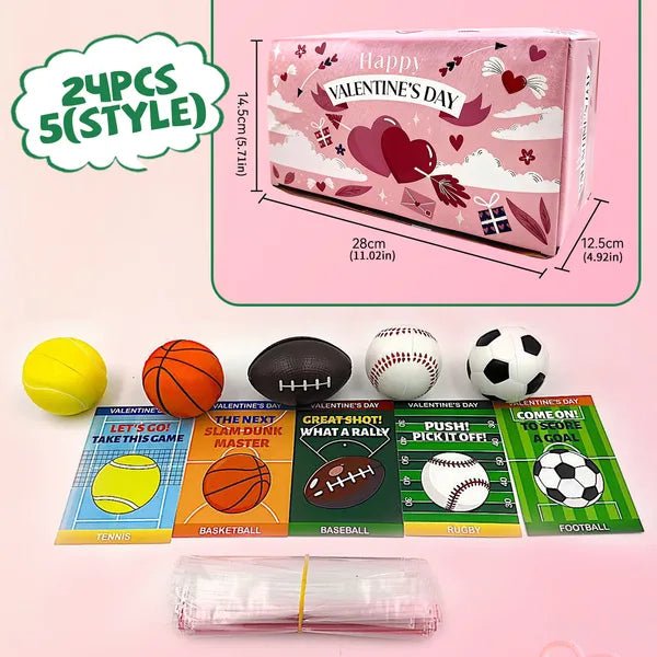 Valentines Foam Ball Toys - 24 Pack Classroom Favors for Kids - Georgenest.com