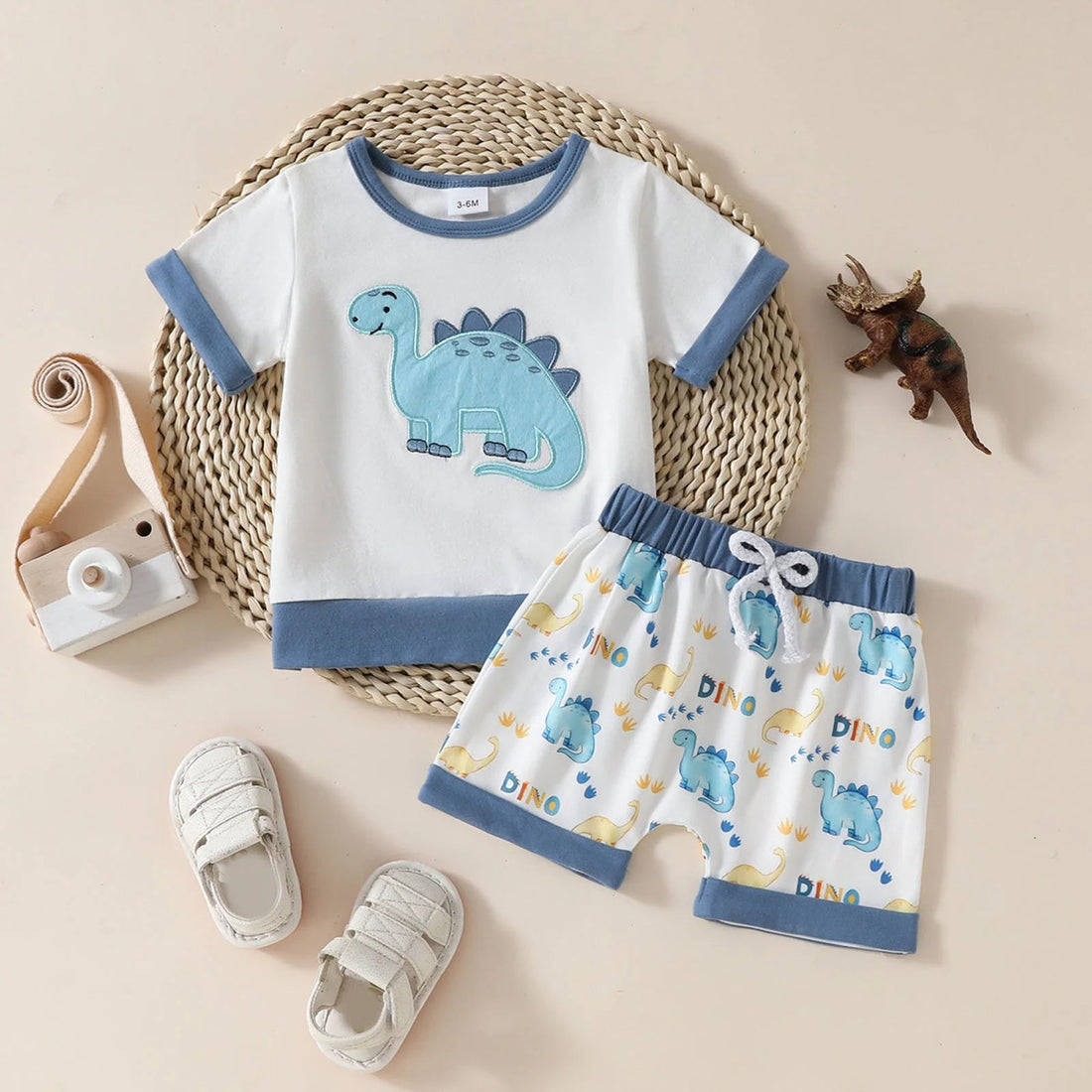Kids Cartoon Print T-Shirt & Shorts Set, Size 12-18 Months - Georgenest.com