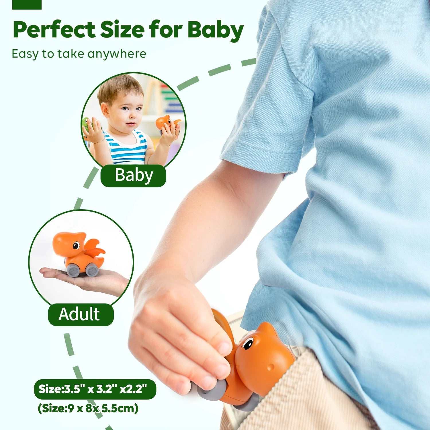 Dinosaur Toy Cars Set for 1-3 Year Old Boys, Pull Back & Friction Powered Trucks with Storage Bag - Georgenest.com