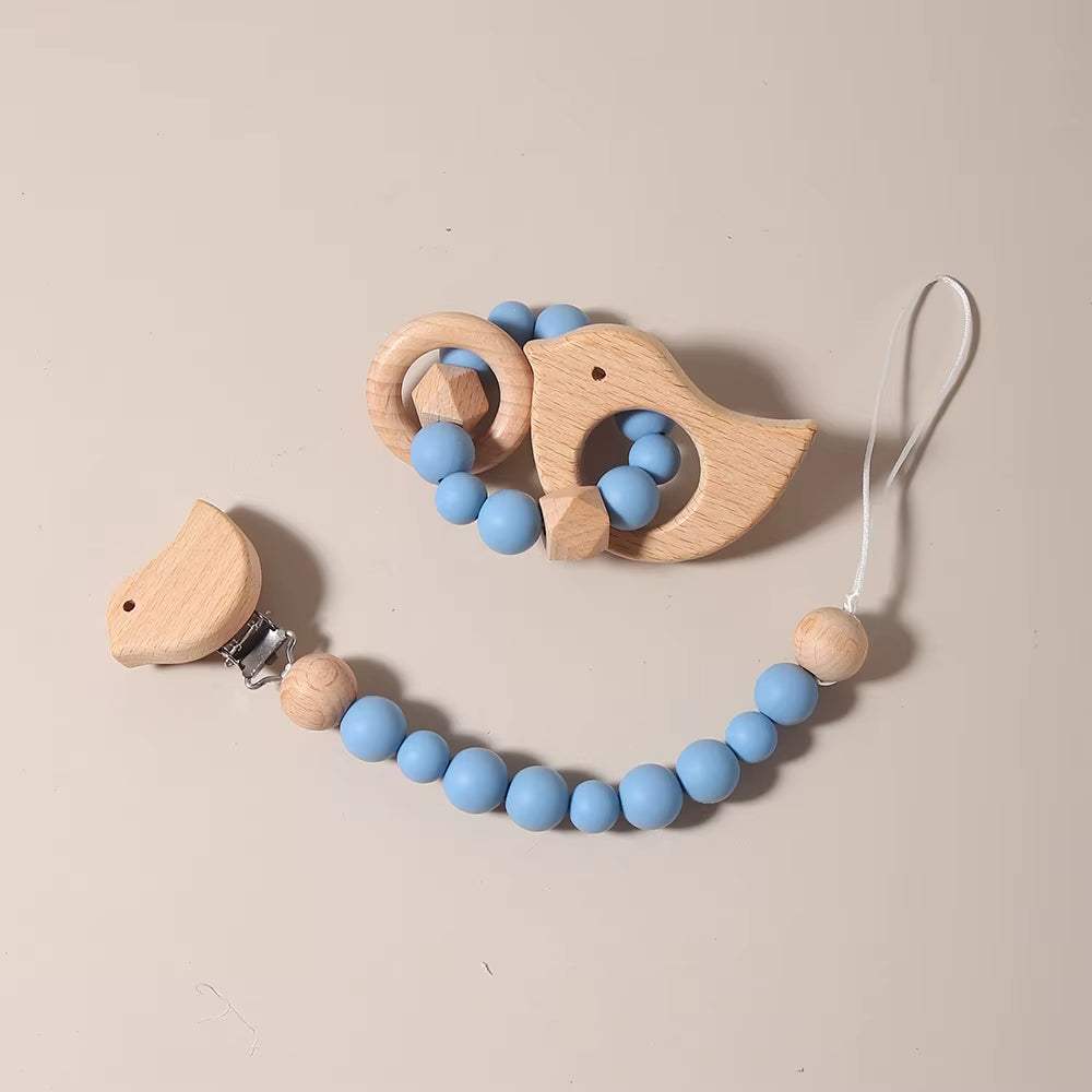 Bird Motif Pacifier/Teether Chain Clip Set - Georgenest.com