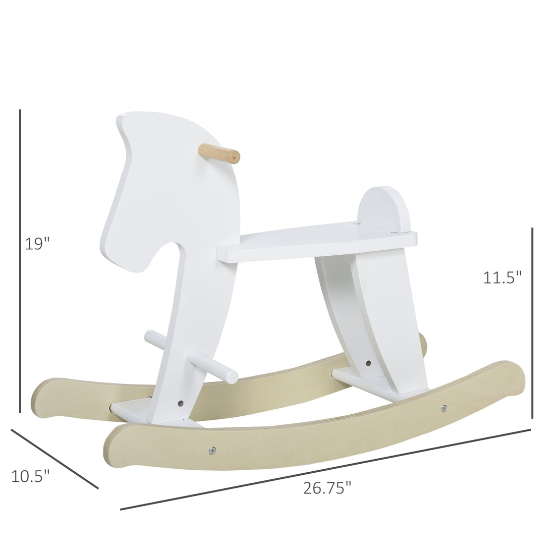 White Wooden Rocking Horse for Toddlers, Classic Design, Ages 1-3 - Georgenest.com